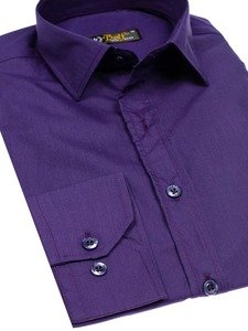 Chemise pour homme élégante à manches longues violette Bolf 1703