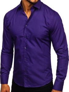 Chemise pour homme élégante à manches longues violette Bolf 1703