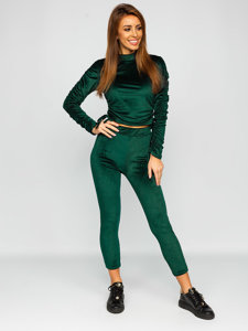 Ensemble de survêtement en velours pour femme vert Bolf 7511