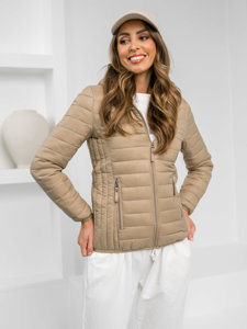 Femme Blouson de transition à capuche Beige Bolf B0123