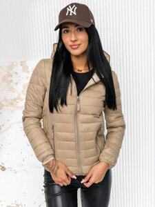 Femme Blouson de transition à capuche Beige Bolf B0123