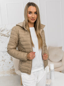 Femme Blouson de transition matelassé à capuche Beige Bolf B0124A