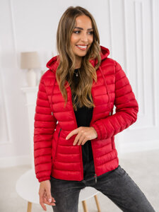 Femme Blouson de transition matelassé à capuche Rouge Bolf 16M9101