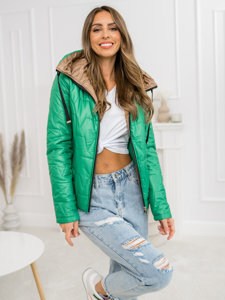 Femme Blouson de transition matelassé à capuche Vert Bolf B8219