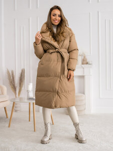 Femme Blouson d'hiver long matelassé Camel Bolf 5M737