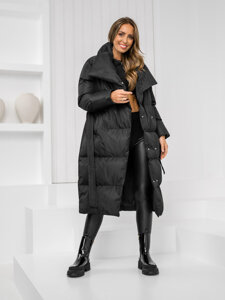 Femme Blouson d'hiver long matelassé Noir Bolf 5M737