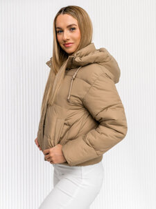 Femme Blouson d'hiver matelassée à capuche Beige Bolf 16M9188