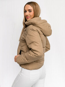 Femme Blouson d'hiver matelassée à capuche Beige Bolf 16M9188