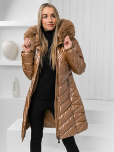 Femme Blouson d'hiver matelassée à capuche Camel Bolf 16M9100