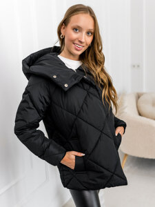 Femme Blouson d'hiver matelassée à capuche Noir Bolf 5M3175A1