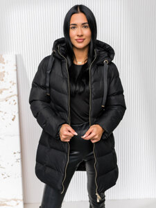 Femme Blouson d'hiver matelassée à capuche Noir Bolf 5M3231