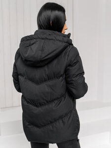 Femme Blouson d'hiver matelassée à capuche Noir Bolf 5M3251