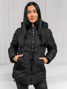 Femme Blouson d'hiver matelassée à capuche Noir Bolf 5M3251