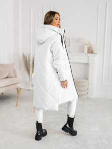 Femme Blouson d'hiver matelassée long à capuche Blanc Bolf 5M3168