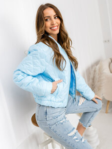 Femme Blouson matelassée mi-saison courte Bleu ciel Bolf 82646