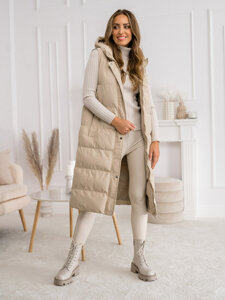 Femme Gilet long matelassé Beige Bolf 5M728