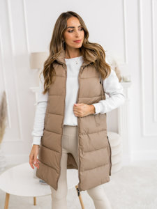 Femme Gilet long matelassé Beige Bolf B8212