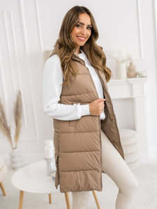 Femme Gilet long matelassé Beige Bolf B8212