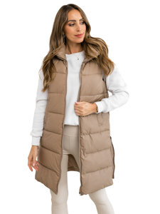 Femme Gilet long matelassé Beige Bolf B8212