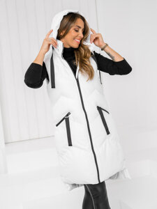 Femme Gilet long matelassé Blanc Bolf 5M788