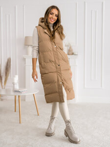 Femme Gilet long matelassé Camel Bolf 5M728