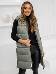 Femme Gilet long matelassé Kaki Bolf B8212