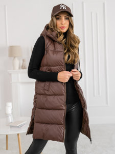 Femme Gilet long matelassé Marron Bolf B8212