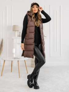 Femme Gilet long matelassé Marron Bolf B8212