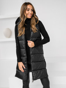 Femme Gilet long matelassé Noir Bolf R8212