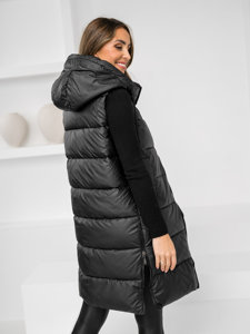 Femme Gilet long matelassé Noir Bolf R8212