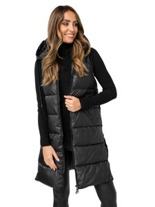 Femme Gilet long matelassé Noir Bolf R8212