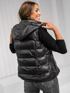 Femme Gilet matelassé à capuche Noir Bolf 5M3133