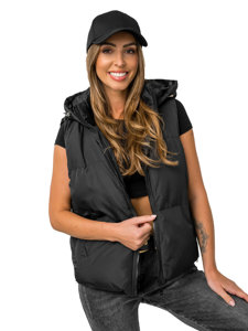 Femme Gilet matelassé à capuche Noir Bolf 5M3151