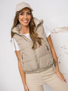 Femme Gilet matelassé épais à capuche Beige Bolf 16M9091