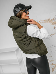 Femme Gilet matelassé épais à capuche Khaki Bolf 16M9091