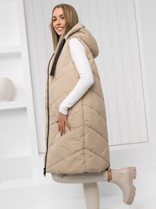 Femme Gilet matelassé long Beige Bolf 5M3152