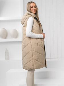 Femme Gilet matelassé long Beige Bolf 5M3152