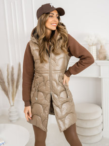 Femme Gilet matelassé long Beige Bolf B8172