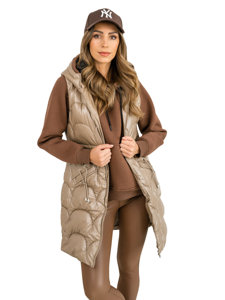 Femme Gilet matelassé long Beige Bolf B8172