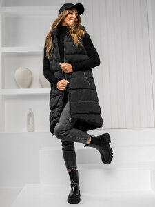 Femme Gilet matelassé long Noir Bolf 81261C