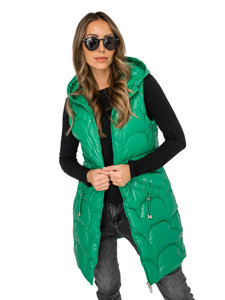 Femme Gilet matelassé long Vert Bolf B8172