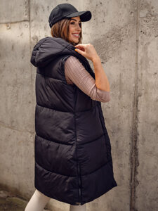 Femme Gilet matelassé long à capuche Noir Bolf 16M9093A