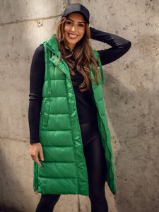 Femme Gilet matelassé long à capuche Vert Bolf MY6315A