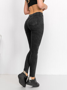 Femme Legging en jean Noir Bolf W7059