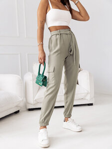 Femme Pantalon de jogging cargo Khaki Bolf 8266