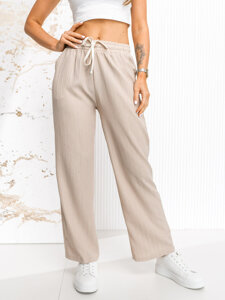 Femme Pantalon wide leg Beige Bolf W7960