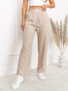 Femme Pantalon wide leg Beige Bolf W7961