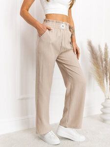 Femme Pantalon wide leg Beige Bolf W7961