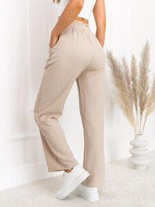 Femme Pantalon wide leg Beige Bolf W7961