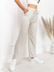 Femme Pantalon wide leg Beige Bolf W7966